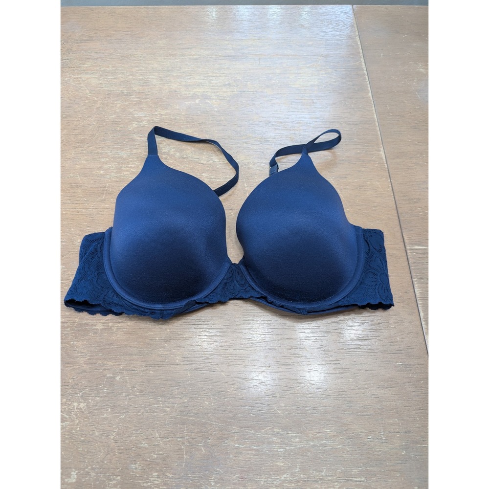 Aerie Sunnie Navy Blue‎ Lace Trim Underwire T-Shirt Bra Women's 36D romantic